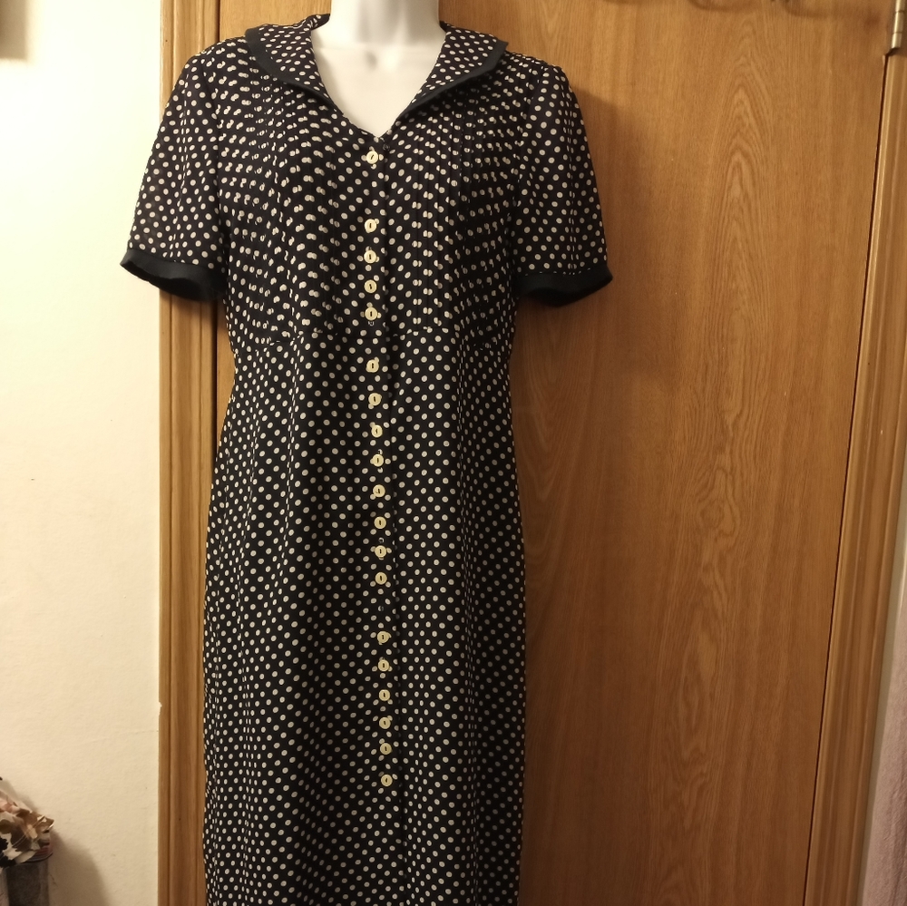 Polka Dot Button-Up Dress